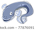 Cute deformed eel drawn with a comic taste 77876091