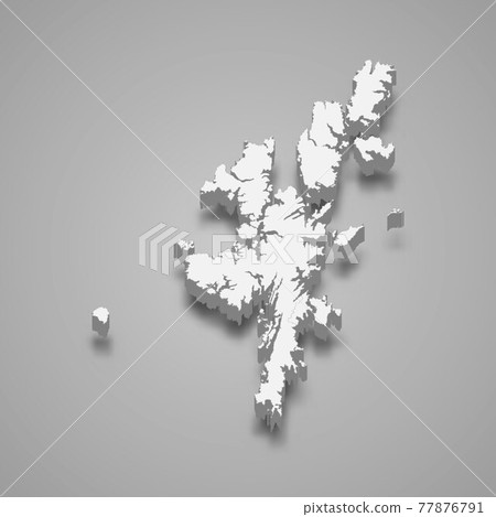 3d isometric map of Shetland Islands is a region of Scotland, 77876791