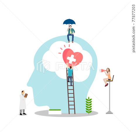 Mental health / mental illness / mental care concept illustration 77877203