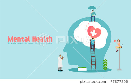 心理健康/精神疾病/心理護理概念橫幅插圖 心理健康/精神疾病/心理護理概念橫幅插圖 77877206