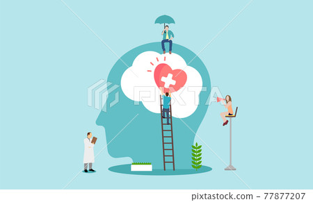 Mental health / mental illness / mental care concept banner illustration Mental health / mental illness / mental care concept banner illustration 77877207