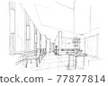 sketch perspective interior. hand drawn sketch pen with pencil black and white interior design. 77877814