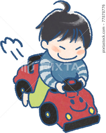 Cute manga-like illustrations of children playing in a combi car Cute manga-like illustrations of children playing in a combi car 77878776