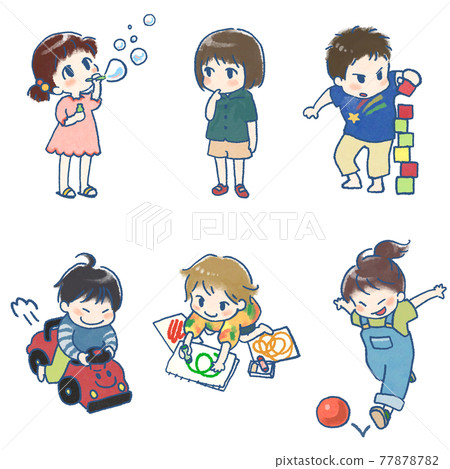 Cute manga-style illustration set for playing children 77878782