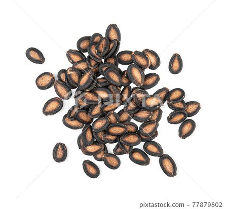 watermelon seeds isolated on white background. Top view watermelon seeds isolated on white background. Top view 77879802