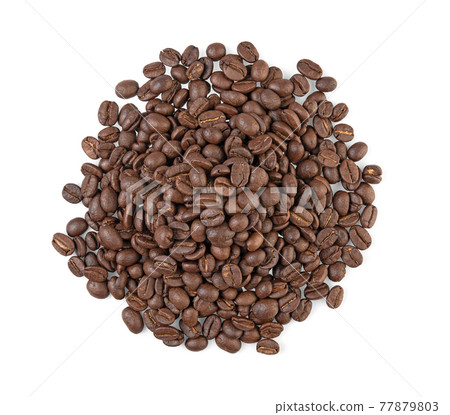 Coffee beans. Isolated on a white background. Top view Coffee beans. Isolated on a white background. Top view 77879803