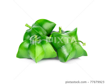 Sacha-Inchi peanut, fresh capsule seeds fruit of sacha-Inchi peanut on white background. Sacha-Inchi peanut, fresh capsule seeds fruit of sacha-Inchi peanut on white background. 77879923