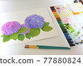 3 繡球花水彩畫手繪圖製作照片 77880824