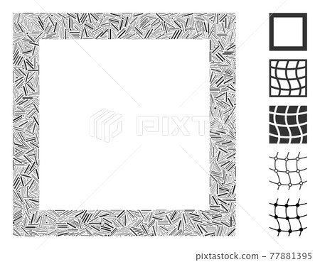 Line Collage Contour Square Vector Icon 77881395