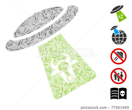 Hatch Collage Cattle UFO Abduction Vector Icon Hatch Collage Cattle UFO Abduction Vector Icon 77881409