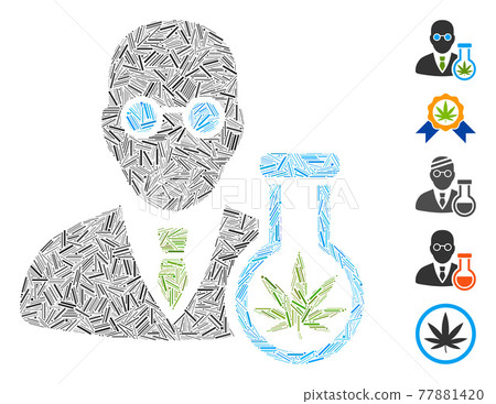 Dash Collage Cannabis Chemist Vector Icon 77881420
