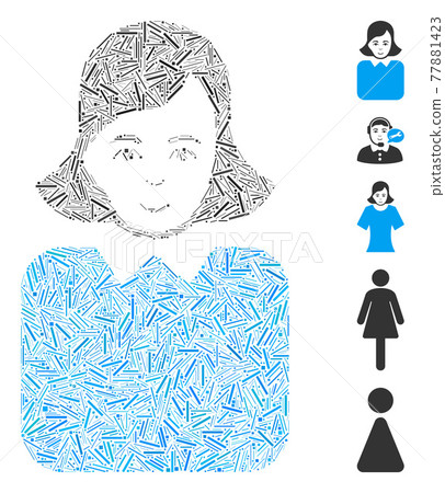Line Mosaic Bureaucrat Woman Vector Icon 77881423