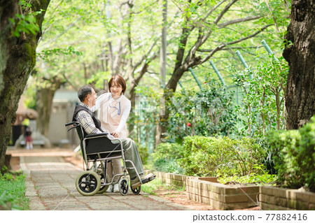 Nursing care senior caregiver fresh green 77882416