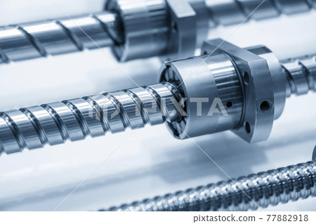The close-up scene of linear lead ball screw spare part assembly set . The close-up scene of linear lead ball screw spare part assembly set . 77882918