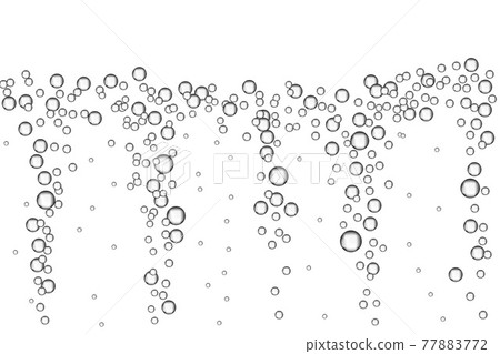 Underwater fizzing air bubbles flow in water on white background. 77883772
