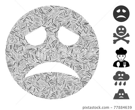 Line Collage Sadness Smiley Icon Line Collage Sadness Smiley Icon 77884639