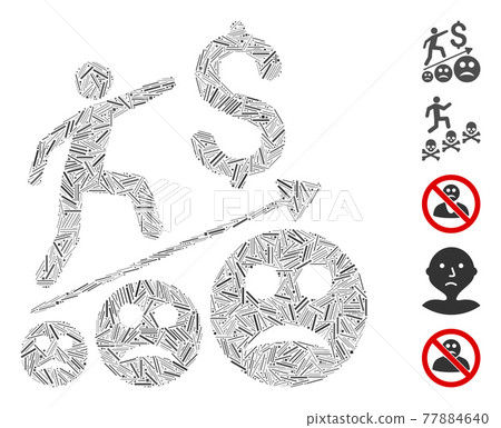 Line Mosaic Sad Business Growth Icon Line Mosaic Sad Business Growth Icon 77884640