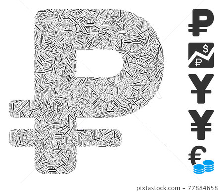 Line Collage Rouble Icon Line Collage Rouble Icon 77884658