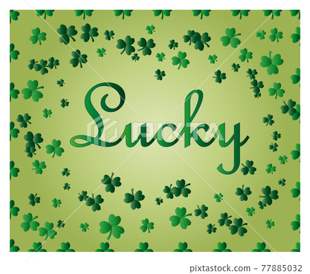 Saint Patrick's Day greeting card with sparkled green clover leaves and text. Inscription Saint Patrick's Day greeting card with sparkled green clover leaves and text. Inscription 77885032