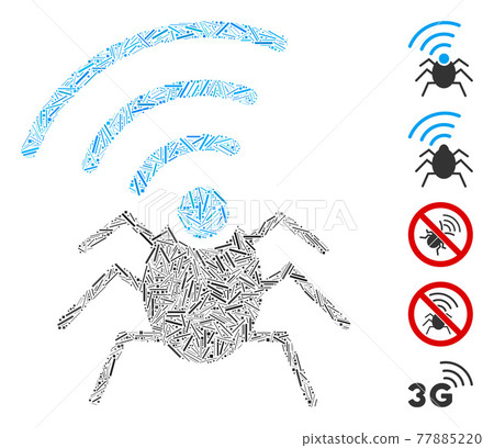 Line Mosaic Radio Spy Bug Icon 77885220