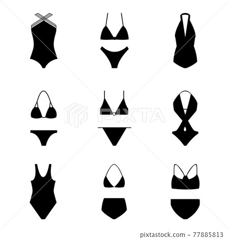 Swimsuit simple icon set. Vector Illustration. EPS10 Swimsuit simple icon set. Vector Illustration. EPS10 77885813
