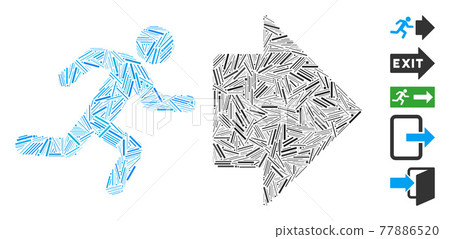 Line Mosaic Exit Direction Icon Line Mosaic Exit Direction Icon 77886520