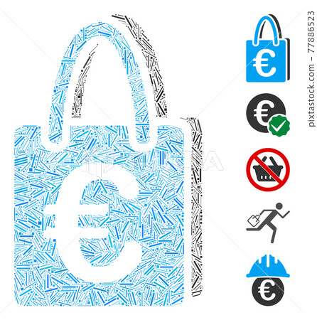 Dash Collage Euro Shopping Bag Icon Dash Collage Euro Shopping Bag Icon 77886523