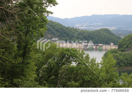 一倉水壩和水壩湖的風景[兵庫縣] 77886688