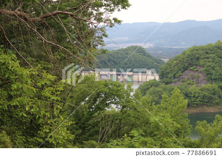 一倉水壩和水壩湖的風景[兵庫縣] 77886691