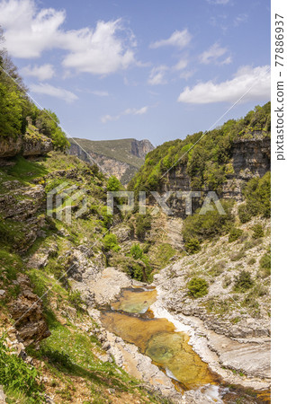 Canyon of the mountain river in Albania Canyon of the mountain river in Albania 77886937