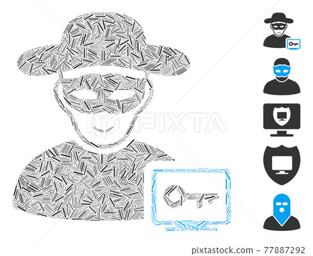 Line Collage Computer Hacker Icon Line Collage Computer Hacker Icon 77887292