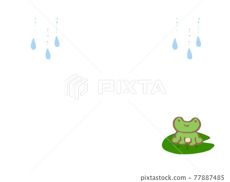 Cute frog and rain frame / hand-drawn illustration Cute frog and rain frame / hand-drawn illustration 77887485