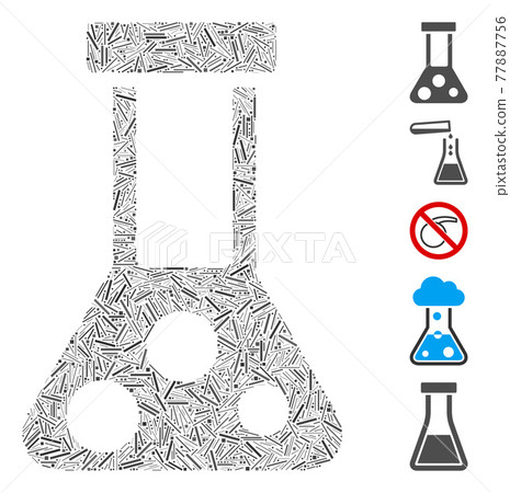 Line Mosaic Chemical Flask Icon 77887756