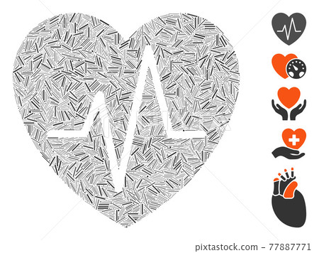 Line Collage Cardiology Heart Pulse Icon 77887771