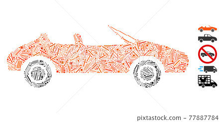Line Collage Cabriolet Icon Line Collage Cabriolet Icon 77887784