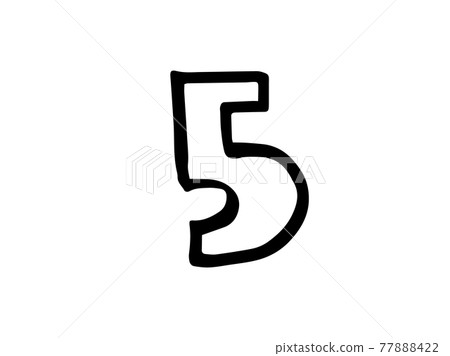 可愛的數字 5 輪廓字符(黑色)/手寫字符插圖素材 可愛的數字 5 輪廓字符(黑色)/手寫字符插圖素材 77888422