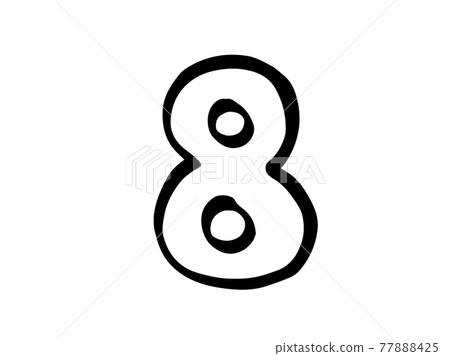 Cute number number 8 outline character (black color) / handwritten character illustration material Cute number number 8 outline character (black color) / handwritten character illustration material 77888425