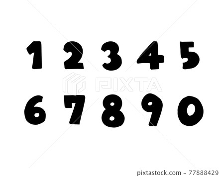 Cute numbers 1 ~ 0 (black color) / handwritten character illustration material Cute numbers 1 ~ 0 (black color) / handwritten character illustration material 77888429