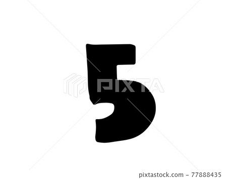 可愛的數字5（黑色）/手寫字符插圖素材 77888435