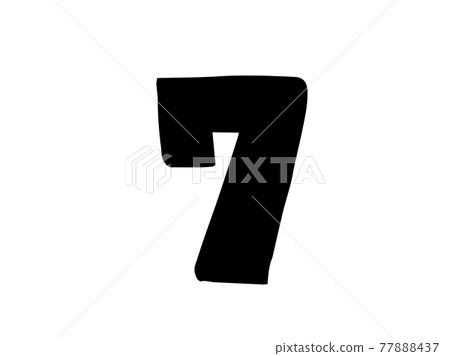 可愛的數字7（黑色）/手寫字符插圖素材 77888437