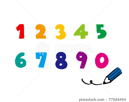 Cute numbers 1 to 0 outline characters (black color) / handwritten character illustration material Cute numbers 1 to 0 outline characters (black color) / handwritten character illustration material 77888494