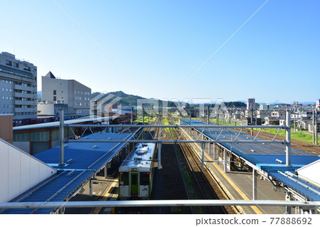 Scenery from Omagari Station to Nozoki Station on the Ou Line in the summer of 2020 and the scenery from the train window 77888692