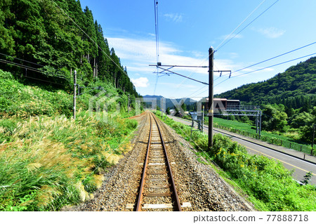 Scenery from Omagari Station to Nozoki Station on the Ou Line in the summer of 2020 and the scenery from the train window Scenery from Omagari Station to Nozoki Station on the Ou Line in the summer of 2020 and the scenery from the train window 77888718