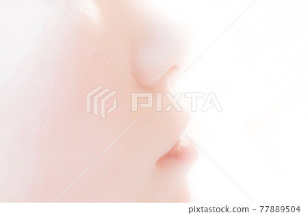 Nose and lips of a woman with a fluffy image 77889504