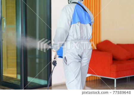 Disinfectant sprayers and germs that adhere on objects on the surface. prevent infection Covid 19 viruses or coronavirus And various pathogens. concept healthcare system ,stay safe and hand sanitizer. 77889648