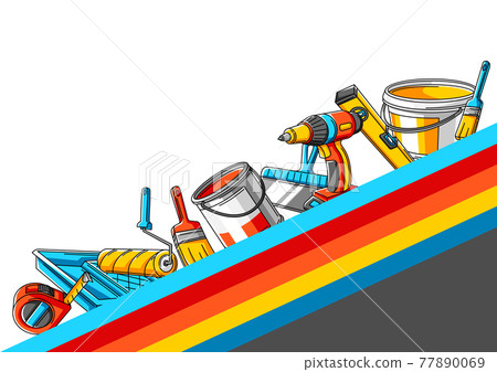 Background with repair working tools. Equipment for construction industry. Background with repair working tools. Equipment for construction industry. 77890069