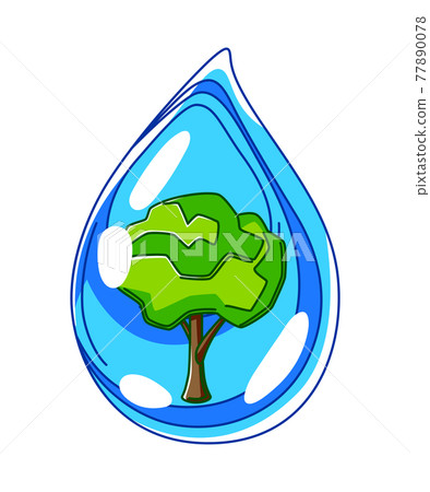 Illustration of water drop and green tree. Ecology concept for environment protection. Illustration of water drop and green tree. Ecology concept for environment protection. 77890078
