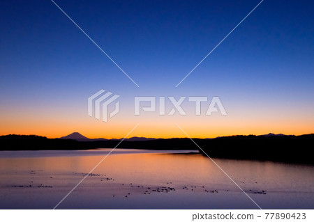 狹山湖的富士山夜景 77890423