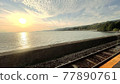 Sunset and railroad tracks 77890761