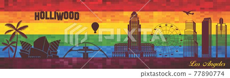 Los Angeles on LGBT flag background 77890774